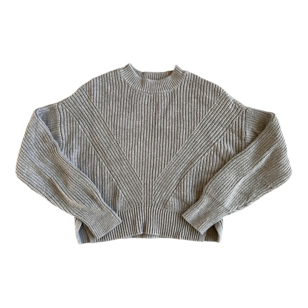 Abercrombie & Fitch Gray Ribbed Knit Chevron Crewneck Sweater Small SKU396